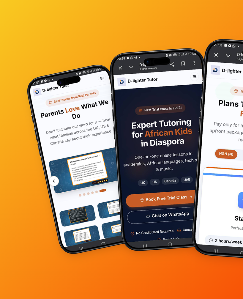D-lighter Tutor Website - Mobile Application